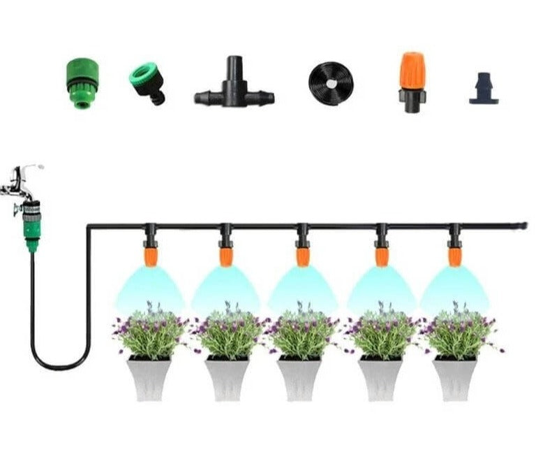 Sprinklersett for dryppvanning; justerbart sprøytesett for enkel installasjon i hage og grønnsakshage.