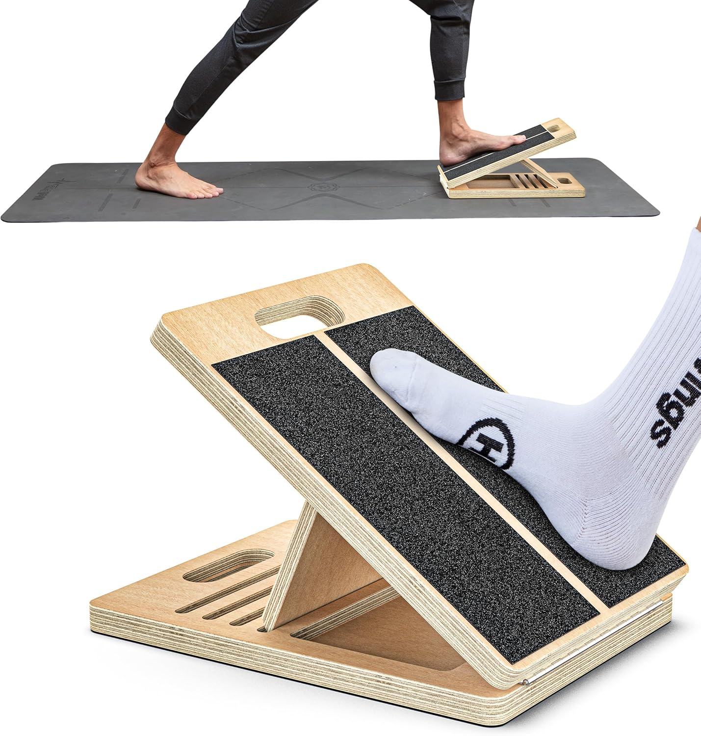 Solid treningsutstyr: Justerbart stretch board for tøying av legger, hamstring og akilles, ideelt for mobilitet.