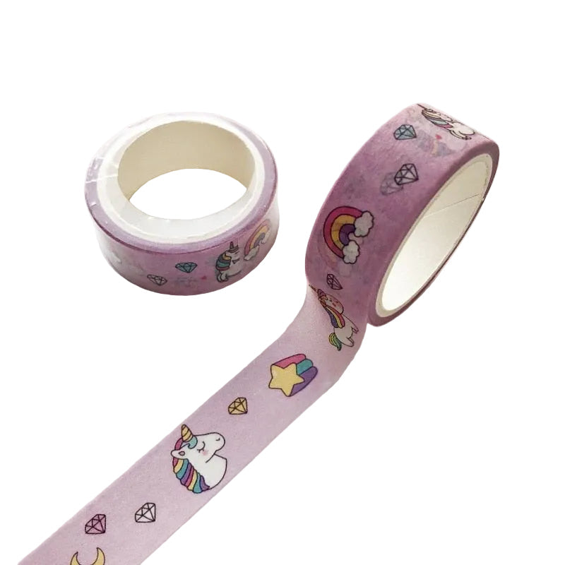 Kawaii washi-tape sett med 5 ruller for kreativ DIY og dekorasjon. Perfekt til papirhåndverk.