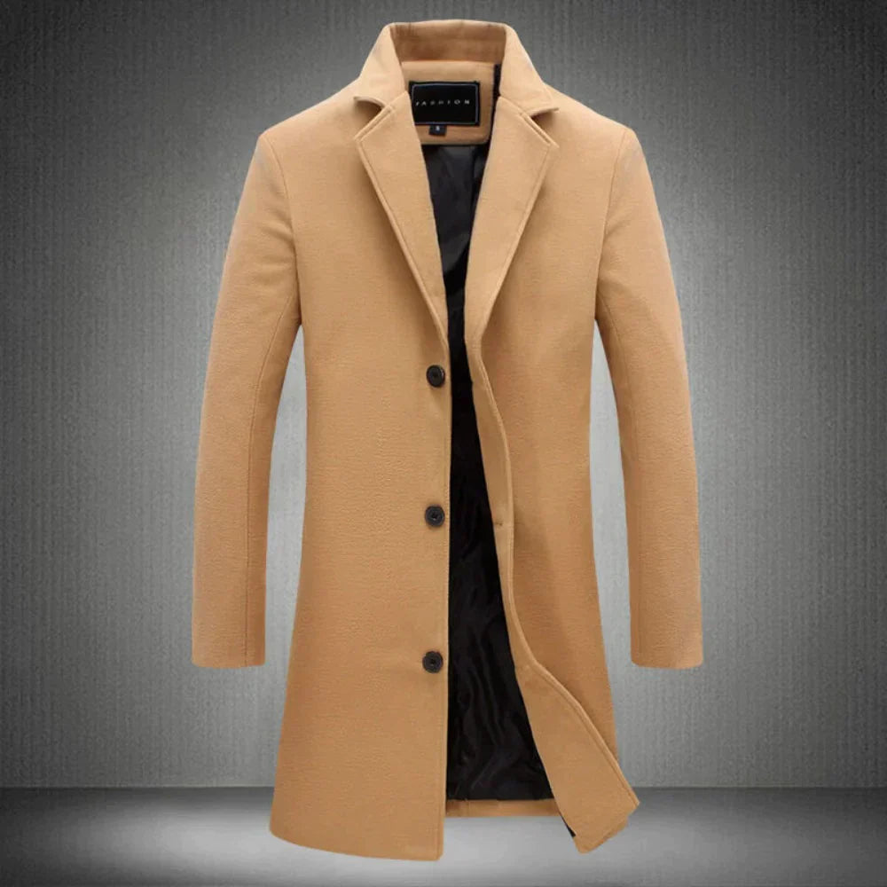 Stylische Herrenjacke aus Wolle für den Winter, klassischer Look, schützt vor Kälte und Nässe.