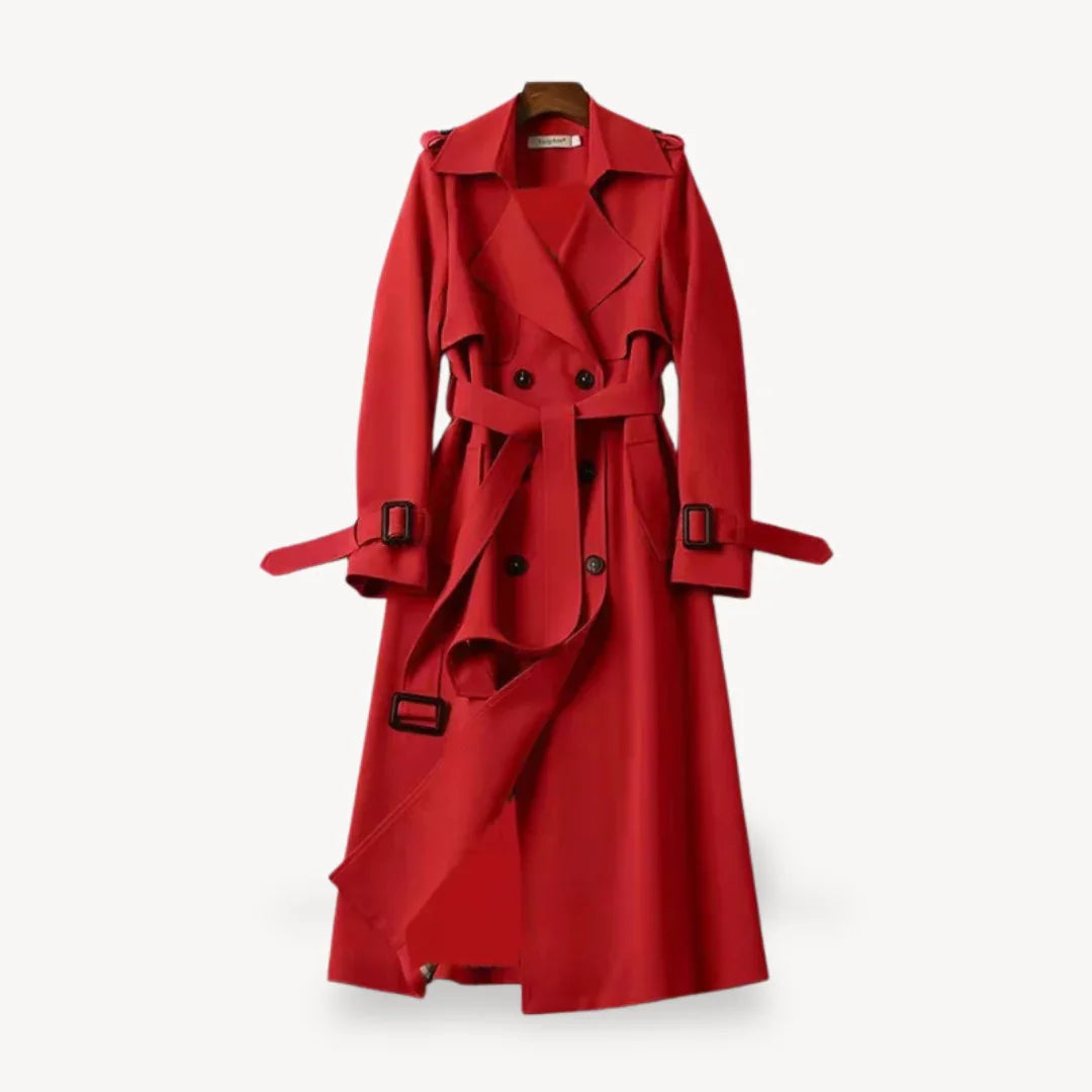 Allsidig dametrenchcoat med belte, ideell for kontorstil eller som stilig ytterjakke til hverdags.