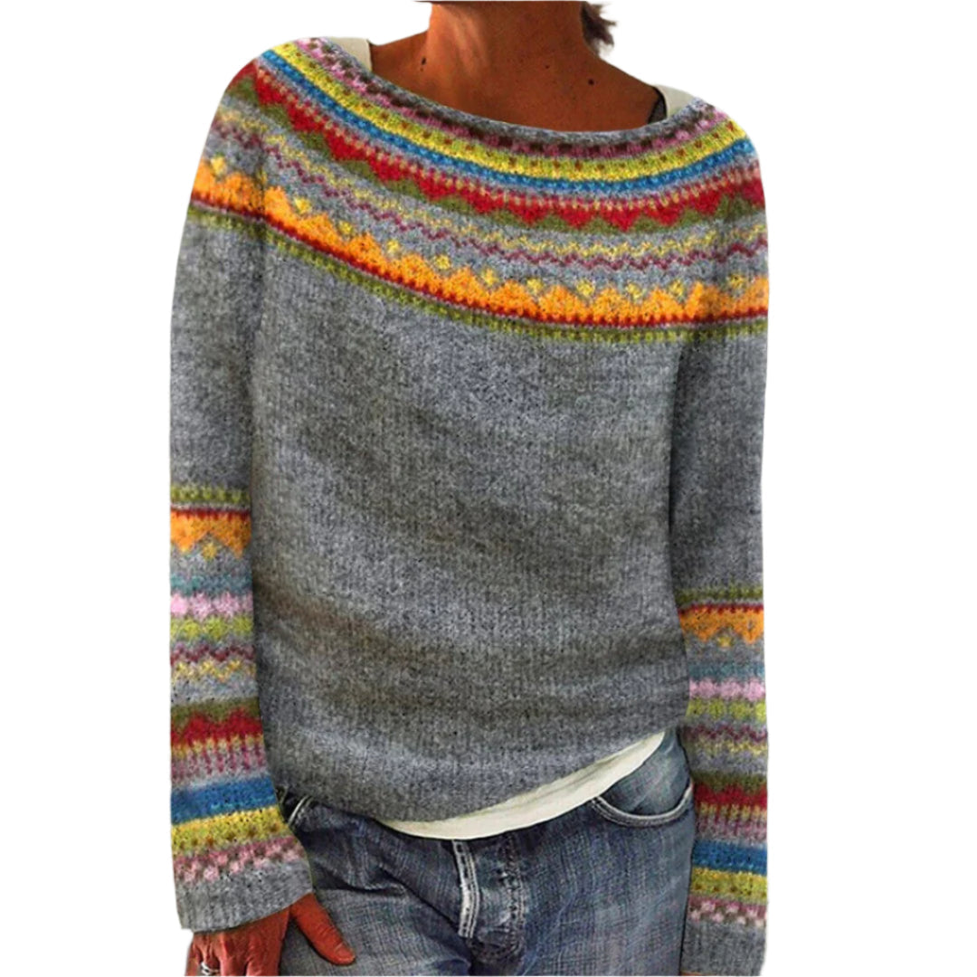 Klassisk damegenser med rund hals og lange ermer for tidløs hverdagskomfort. Stilfull og myk pullover i vintage stil.