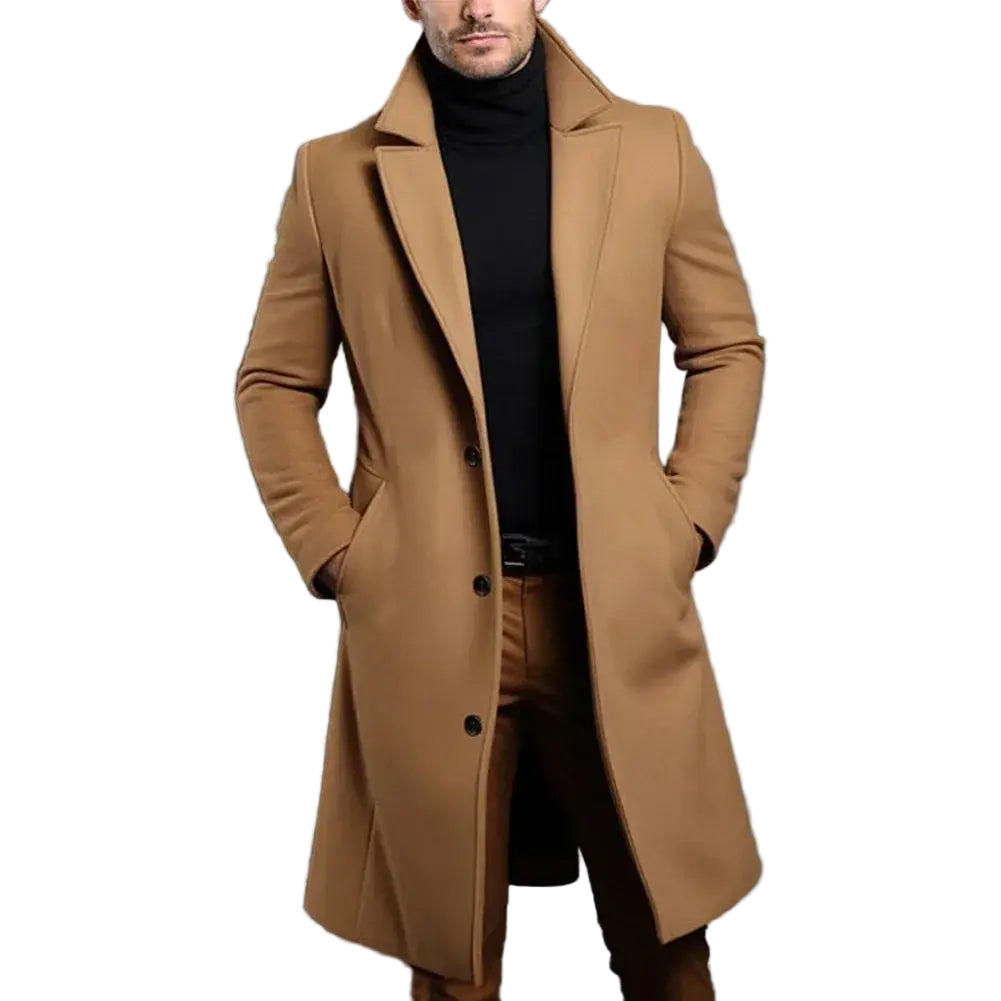Klassisk elegant herreoverfrakk i ullblanding, perfekt for formell og fritidsbruk, vinter/høst yttertøy.