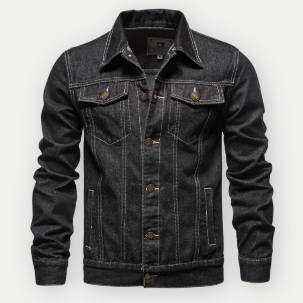 Klassisk herre denim truckerjakke i tidløs stil. Komfortabel fritidsjakke, perfekt overgangsjakke for vår og høst.