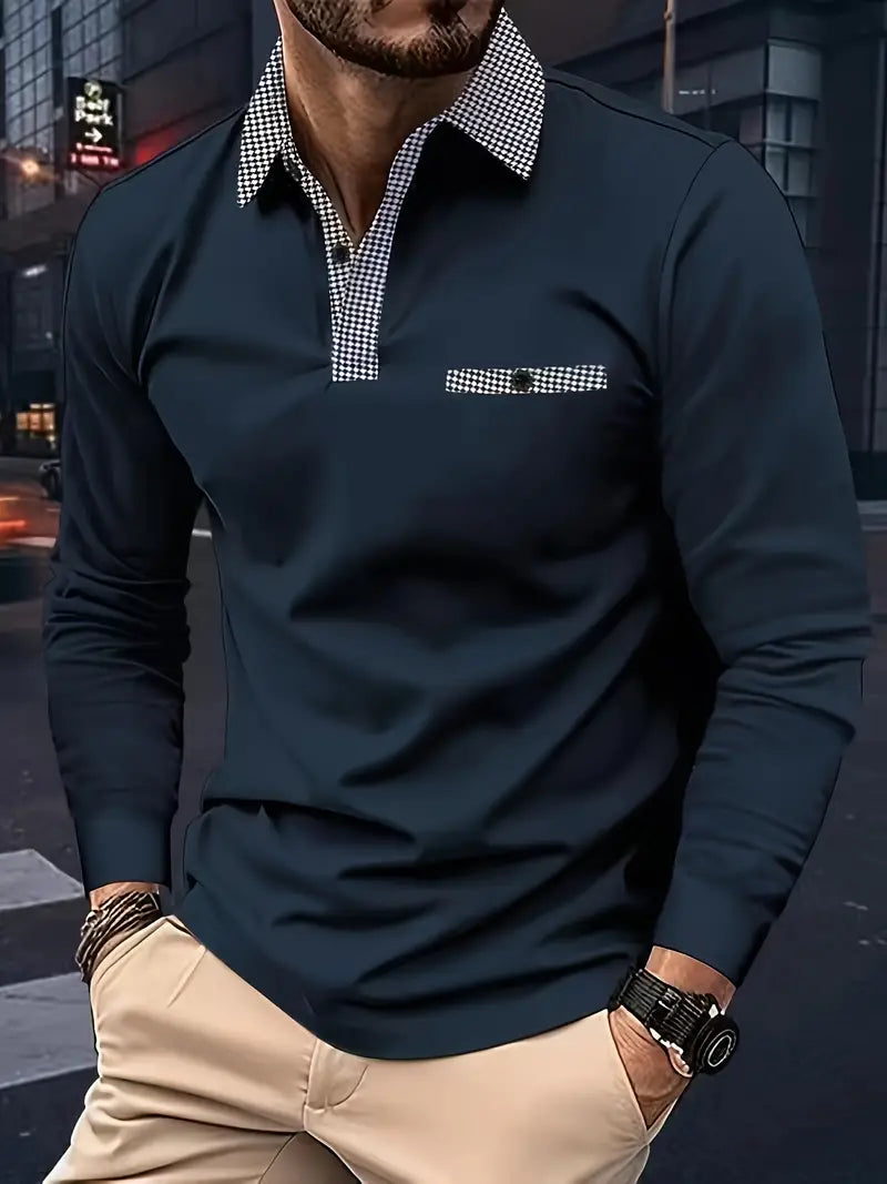 Allsidig herre langermet polo skjorte for smart-casual look. Ideell for vår og hverdagskomfort.