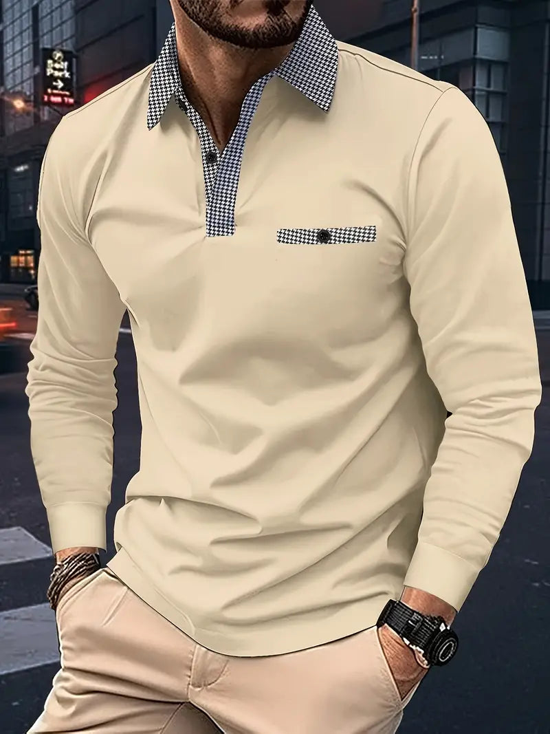 Elegant langermet herre polo i klassisk design. Tidløs og komfortabel bomullsblanding for menn.
