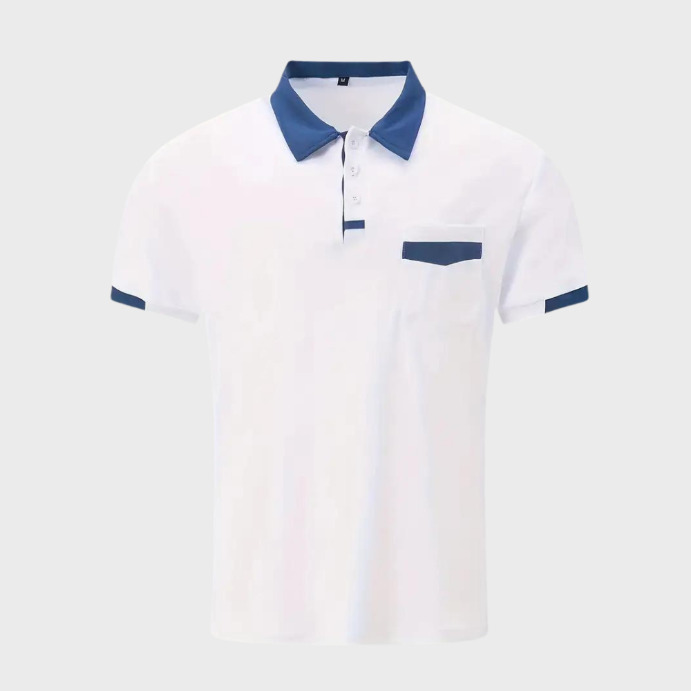 Elegant herre polo i polyester. Passer til formelle anledninger, casual samlinger og sommerfester.