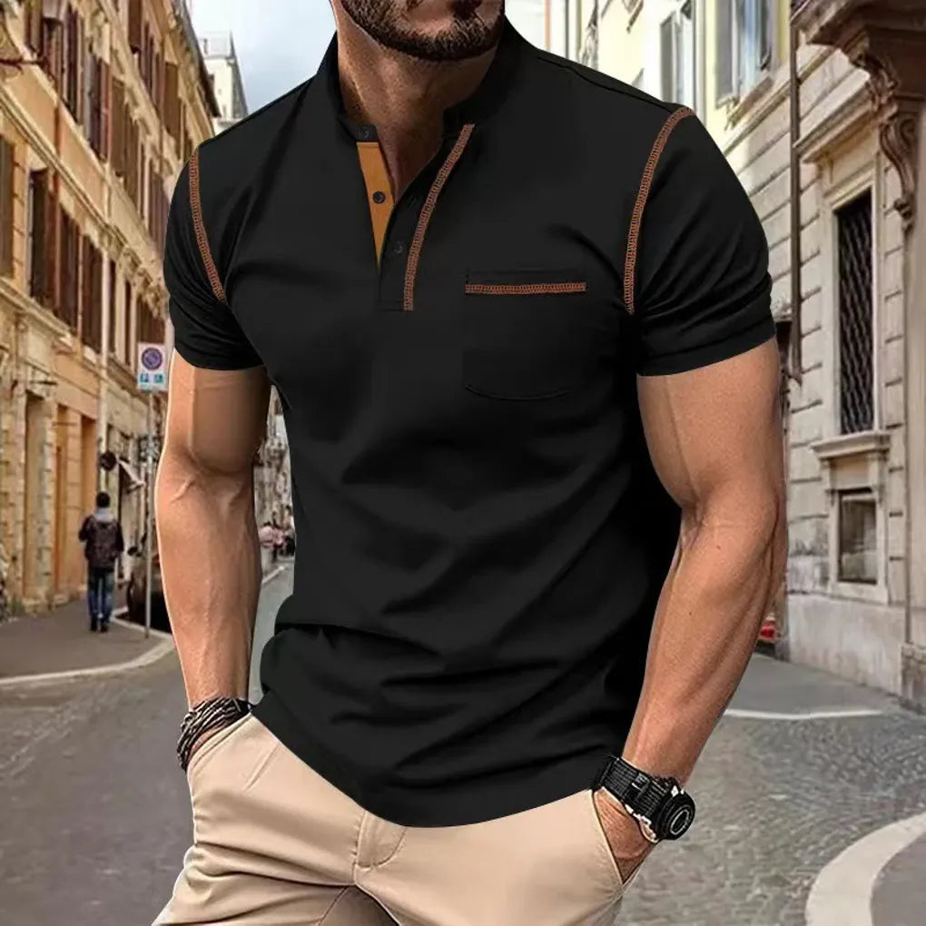 Klassisk herre poloskjorte Milan i hvit bomull, tidløs stil for vår og sommer. Elegant fritidsbekledning.