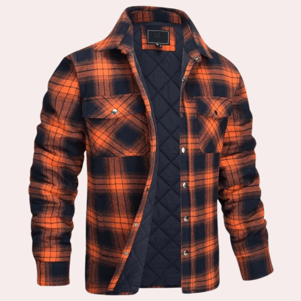 Stilig herre ternet vinterjakke, perfekt som ytterjakke. Varm og elegant for smart casual look.
