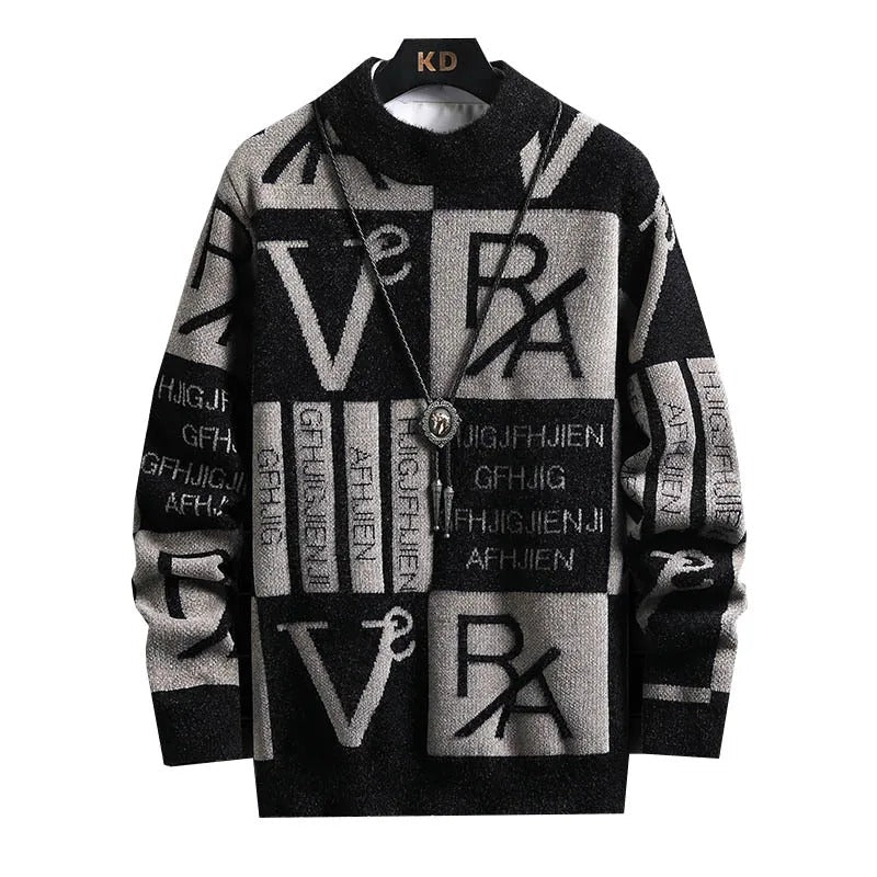 Klassisk herregenser med rund hals og stilige striper, perfekt for casual hverdagsbruk.