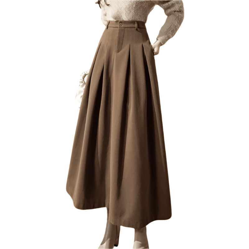 Klassisk metallisk dameskjørt i elegant brun, perfekt for både fest og hverdagsmote. Allsidig og flatterende.