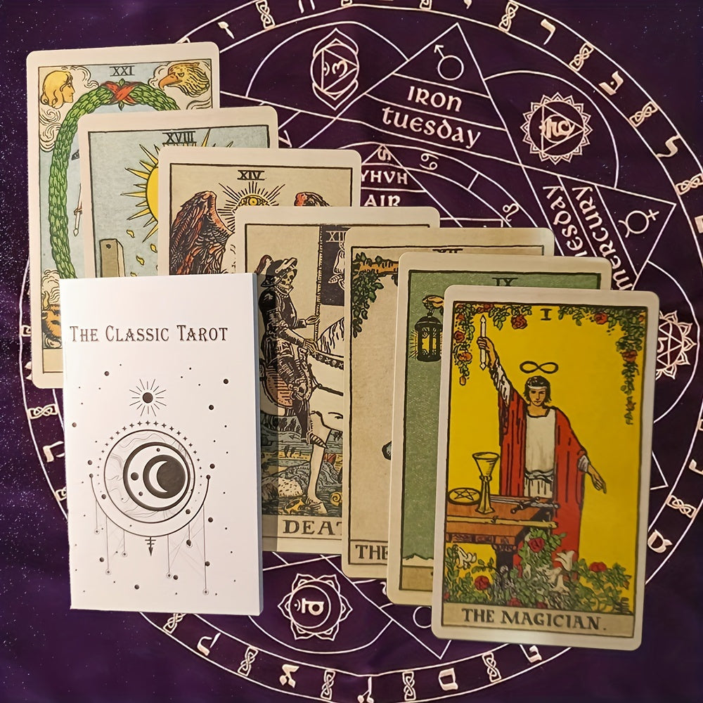 Esken til et klassisk tarotspill med 78 kort. En gave for meditasjon, spådom og spirituell innsikt.