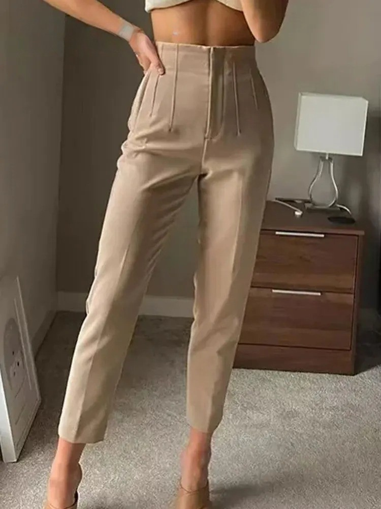 Elegante svarte blyantbukser for kvinner med høy midje, perfekt for en klassisk mote.