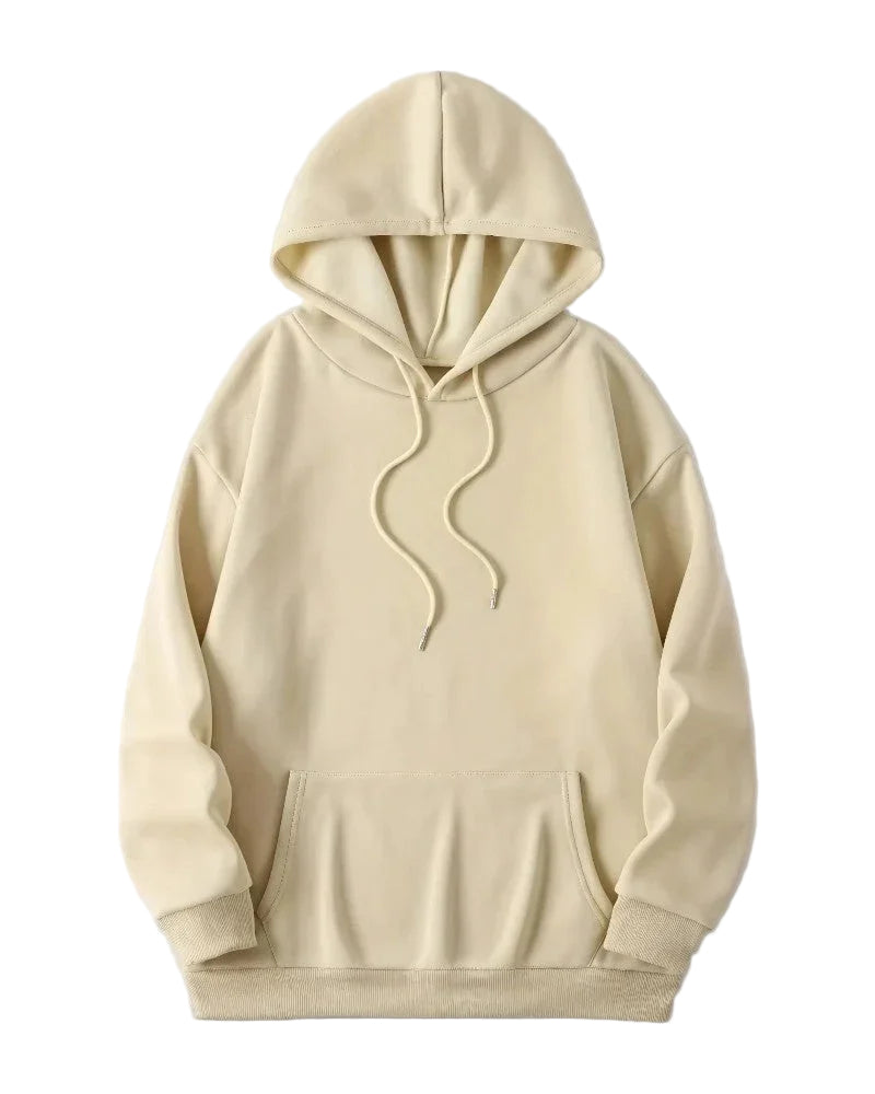 Komfortabel beige bomullsblanding hettegenser for menn, perfekt for hverdag, casual fritid og avslappet streetwear.