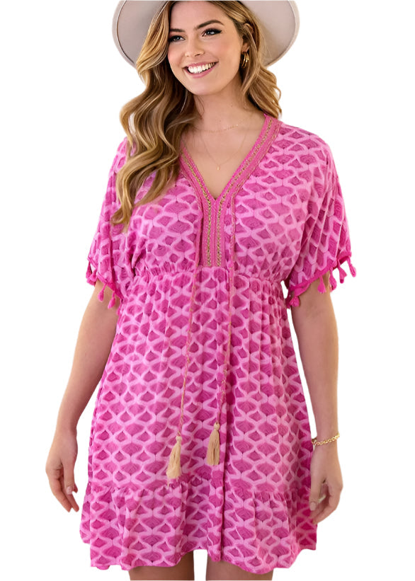 Komfortabel boho midi kjole for kvinner, perfekt for hverdag og sommer.