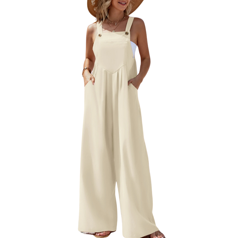 Elegant og komfortabel dame jumpsuit med bukseseler, perfekt til sommerens anledninger.