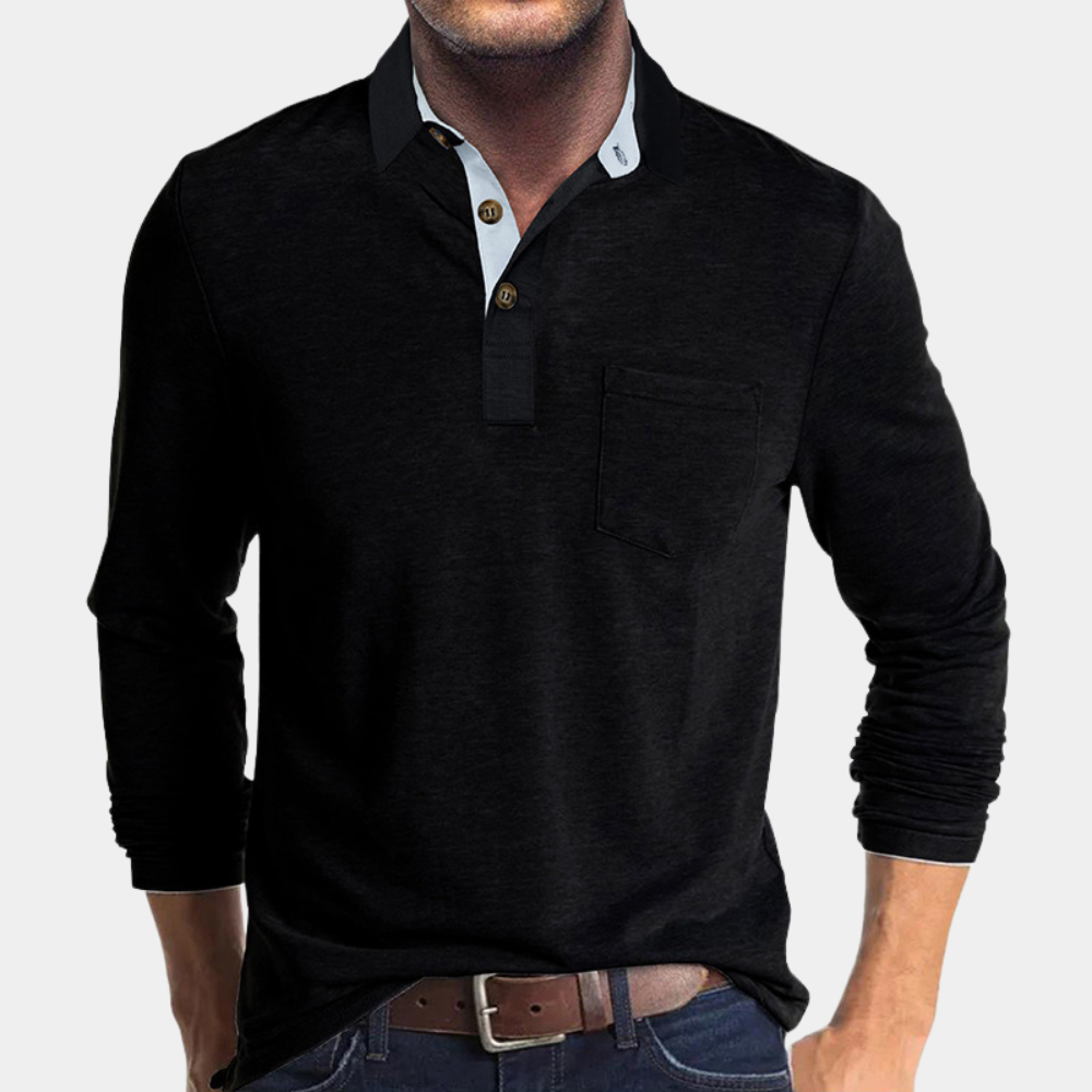 Marineblå herre poloshirt med klassisk krage. Komfortabel, trendy passform for allsidig stil.