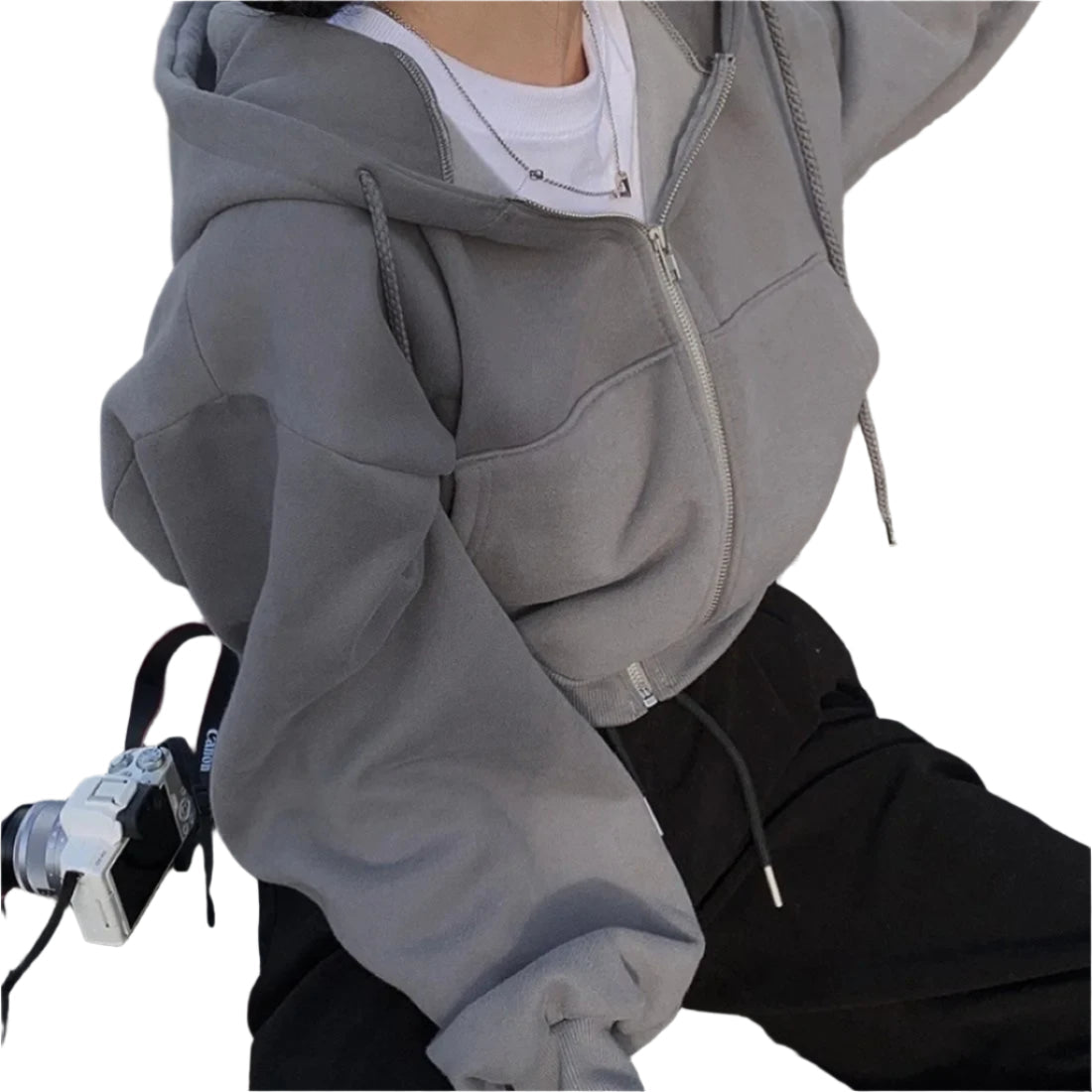 Dame hettegenser med glidelås og avslappet passform, ideell for vår og høst. Myk og komfortabel sweatshirt.