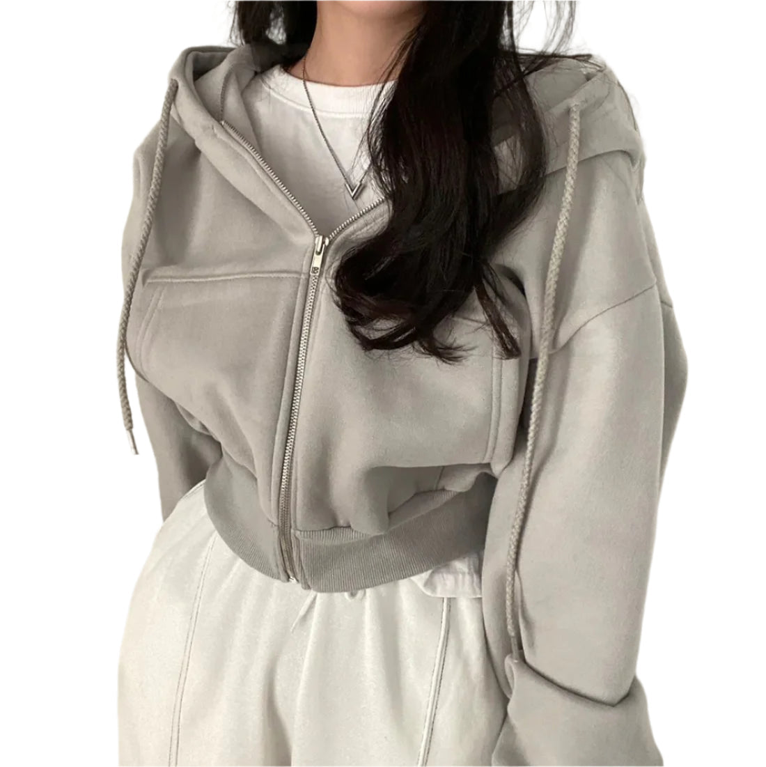 Uformell damegenser med glidelås. Komfortabel overdimensjonert stil for en trendy hverdagslook.