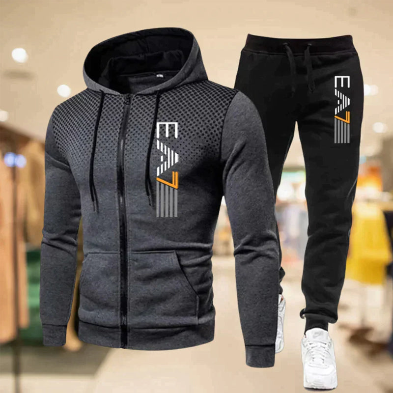 Allsidig joggesett for menn, komfortabelt til både trening og avslapning, med glidelås.