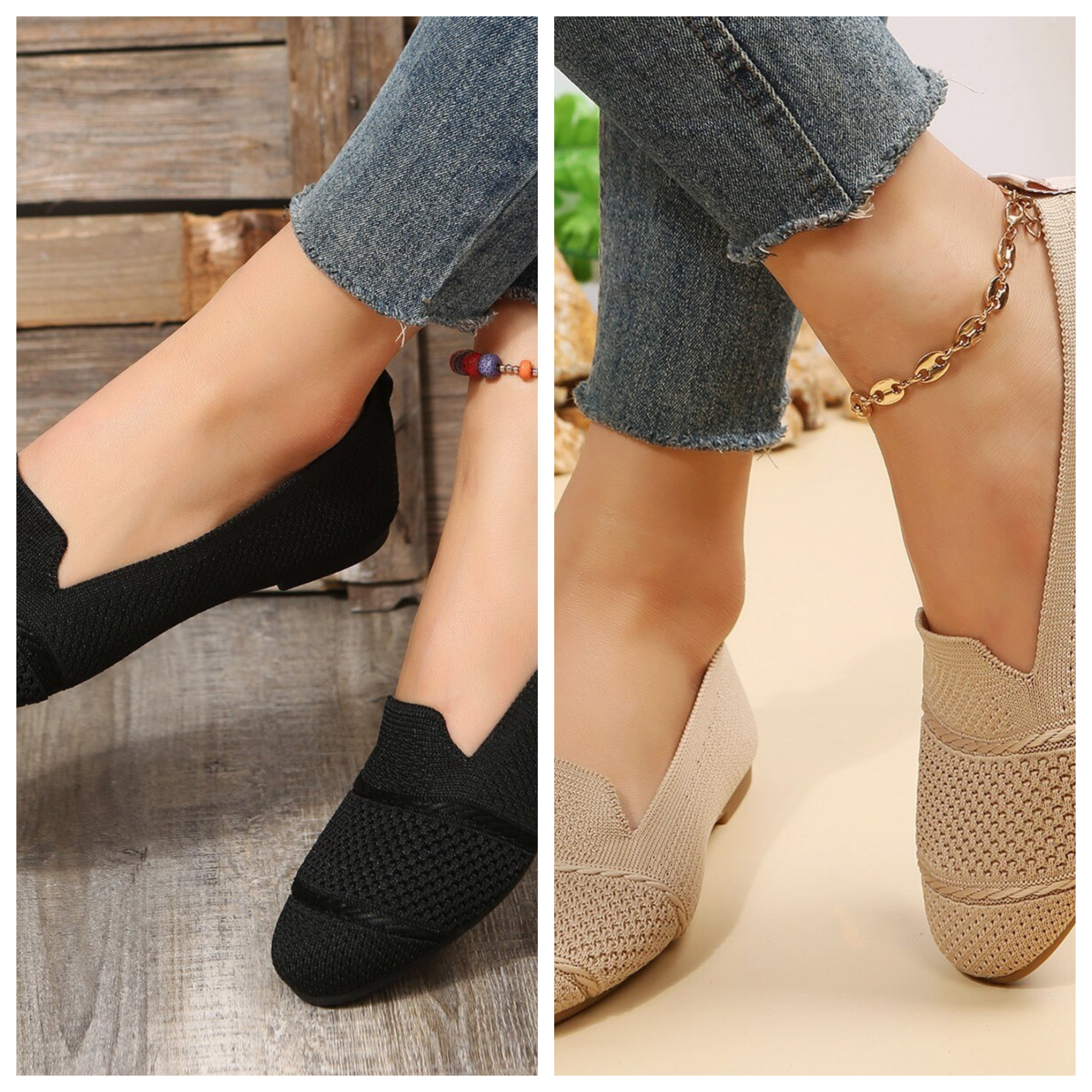Stilfulle lette slip-ons for kvinner, flate komfortsko som passer perfekt for hverdagsbruk.