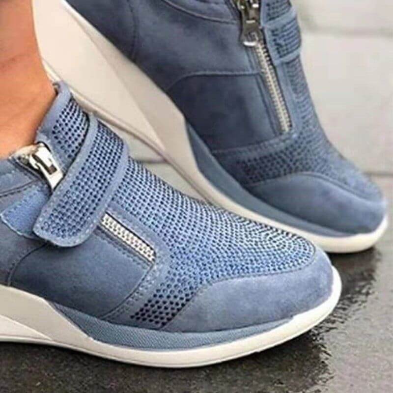 Komfortable damesneakers med glidelås, tilbyr optimal støtte og pusteevne for daglig bruk.