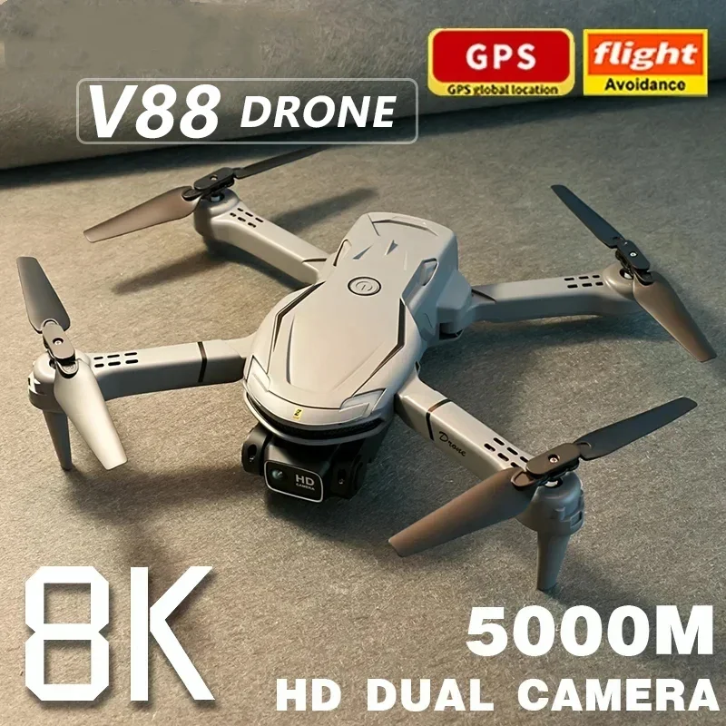 Mini drone med 8K kamera i luften, tar skarpe videoopptak og flyfotografering utendørs med GPS.