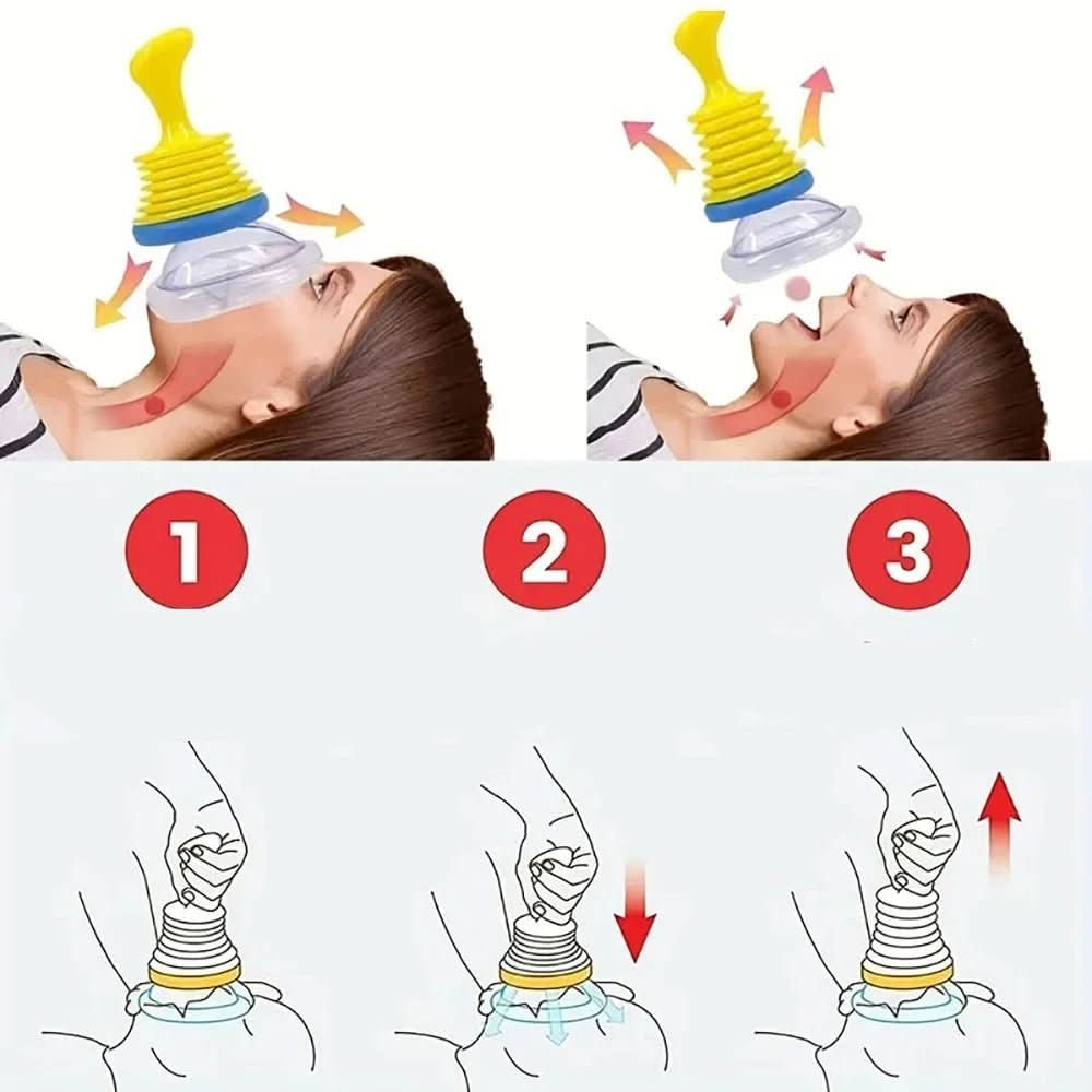 Nødsett med kvelningshjelp for akutte luftveisblokkeringer. Inkluderer masker for både voksne og barn.