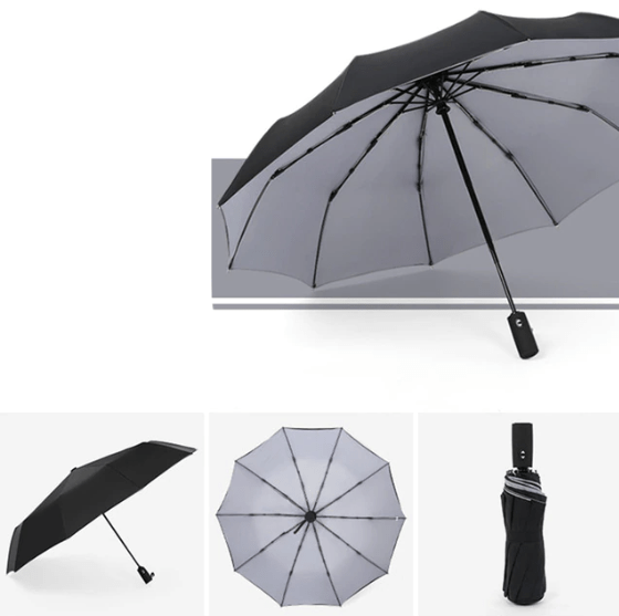 Vanntett stormparaply med holdbar konstruksjon og ergonomisk design, klar for regn og vind. Kompakt.