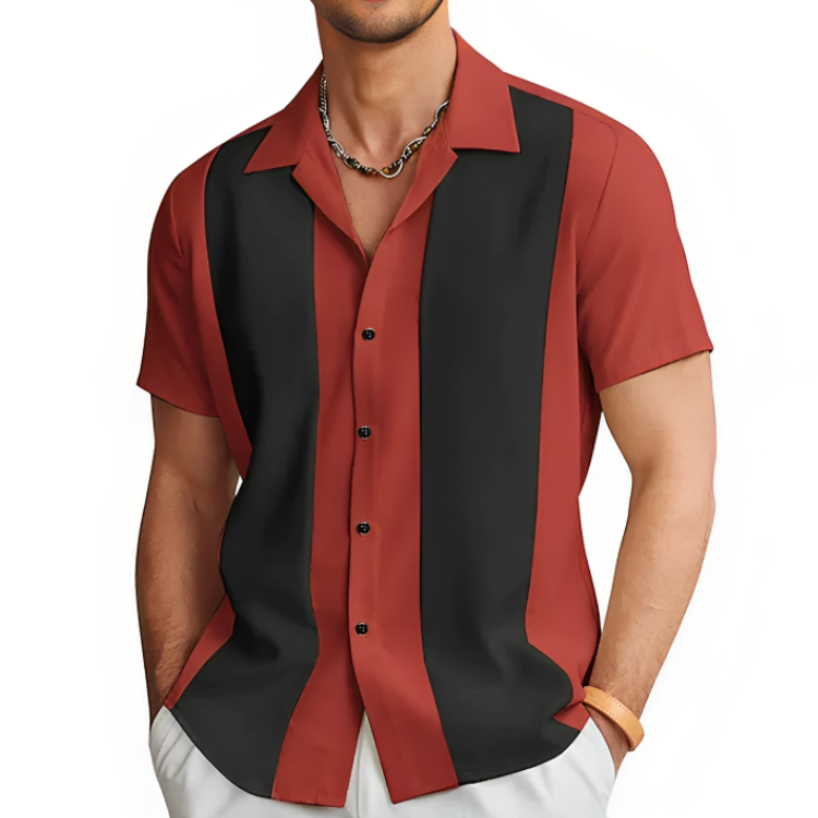 Kortarmet herreskjorte i lett, pustende polyester, ideell for sommer og fritid. Komfortabel casual sommerskjorte.