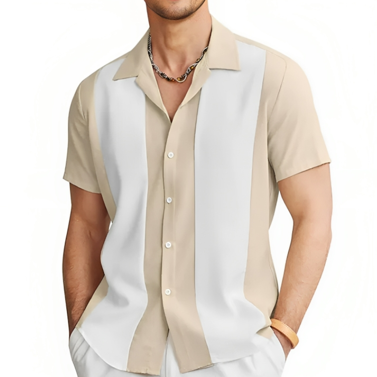 Pustende polyester herreskjorte, lett og komfortabel for sommerdager. Perfekt kortermet casual skjorte til fritid.