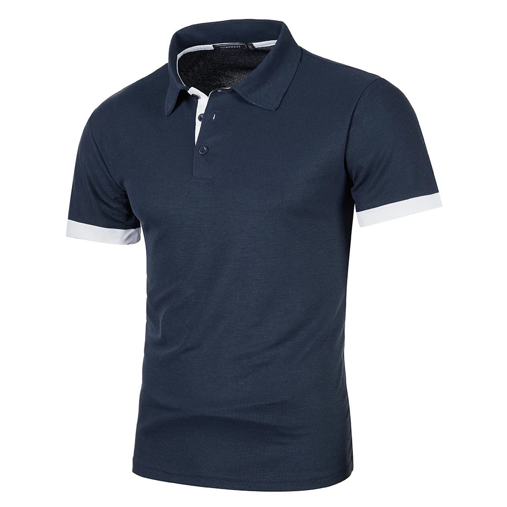 Herre polo skjorte, kortermet, med elegant kontrastkrage. Komfortabel passform for en stilig sommer.
