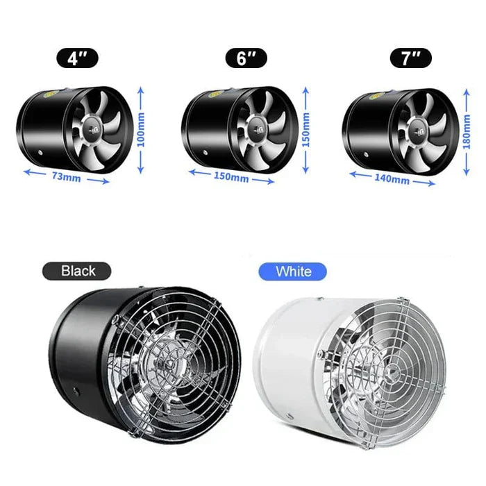 Detalj av kraftig motor og vifteblader i metall. Effektiv avtrekksvifte for optimal ventilasjon og frisk inneluft.