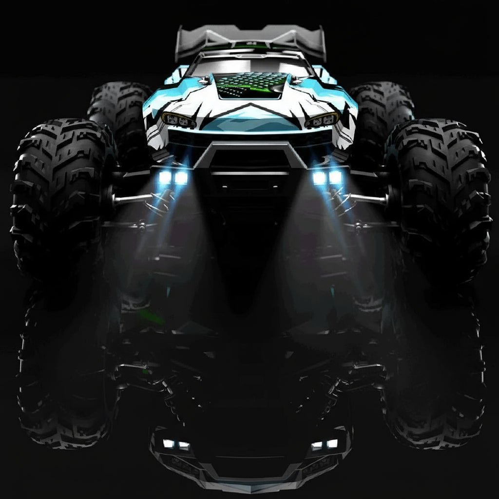 Detaljert elektrisk lastebil, fjernstyrt 4WD med lyse LED-lys. Perfekt RC bil for barn og voksnes lek.