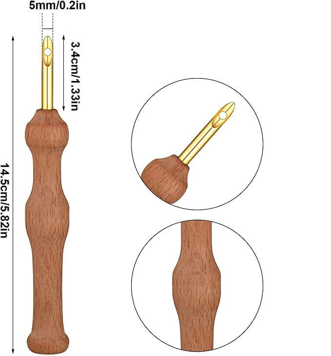 Ulike broderinåler for varierende stingtykkelse og tekstur i punch-needle broderi og håndarbeid.