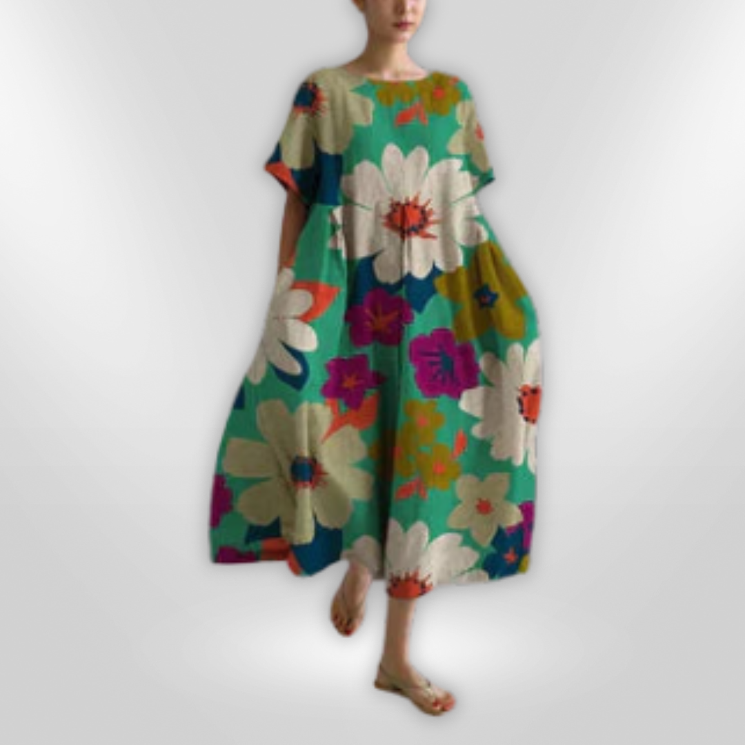 Floral sommer maxikjole for kvinner, løs passform og elegant design for komfortabel bruk.