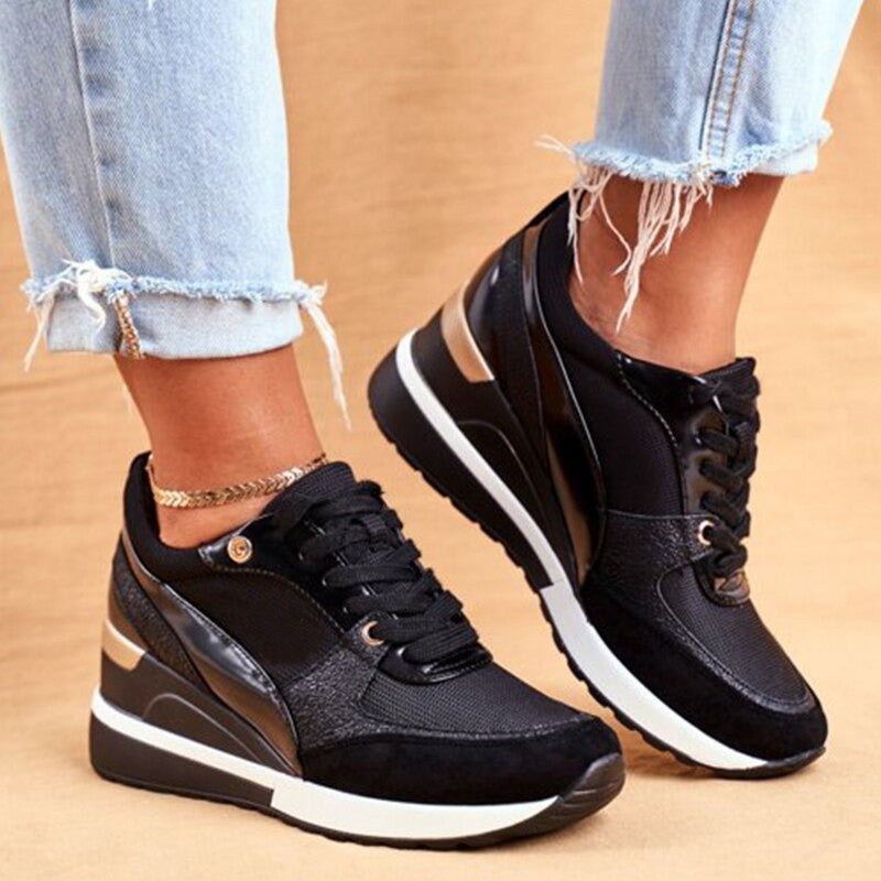 Trendy kvinne joggesko med moderne design og snøresko detaljer, perfekt for sporty look.