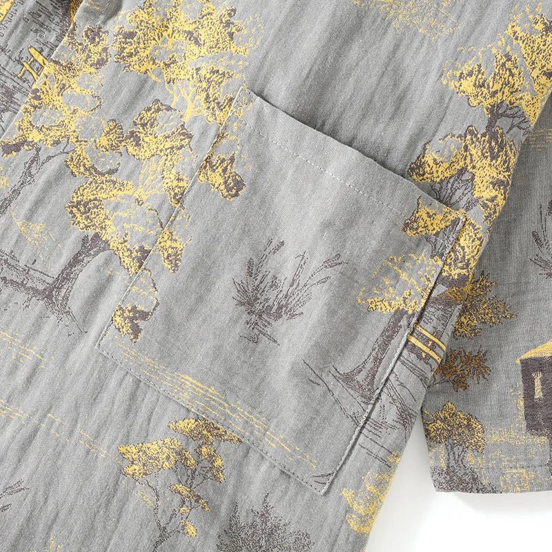 Stilfullt kvinne kimono pyjamassett med akvarellmønster. Gir optimal komfort, drapering & avslapning som nattøy.