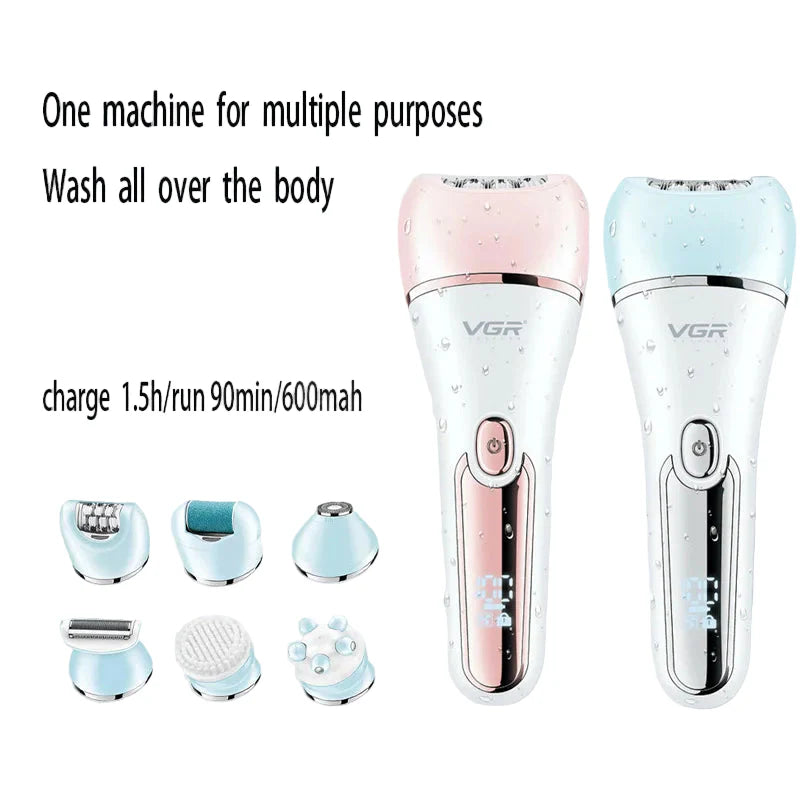Kvinneepilator for ansikt og kropp. Skånsom hårfjerner med bikinitrimmer og to hastighetsinnstillinger.