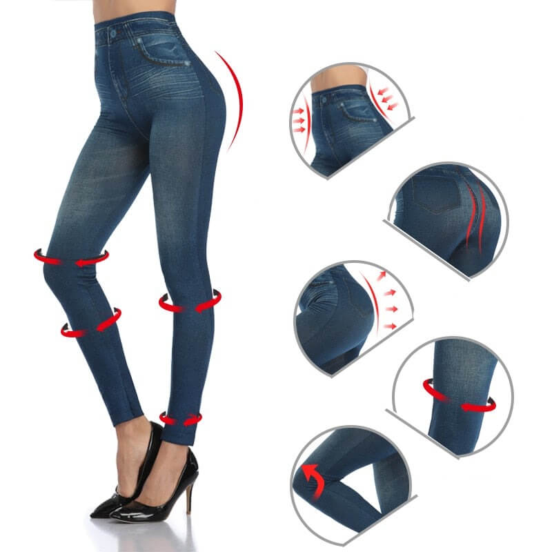 Trendy jeans-leggings for kvinner, høy midje og slank passform, ideell for motebevisste jenter.
