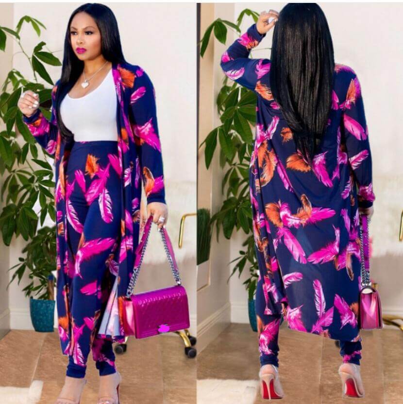 Komfortabelt og elegant todelt kimono cardigan sett for kvinner, ideelt for sommer.