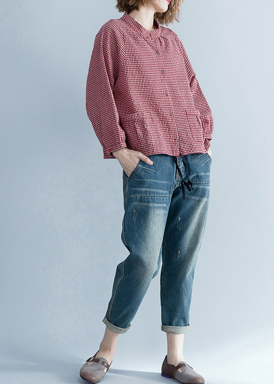Elegant og casual rutet bluse for kvinner, langermet og allsidig for enhver anledning.