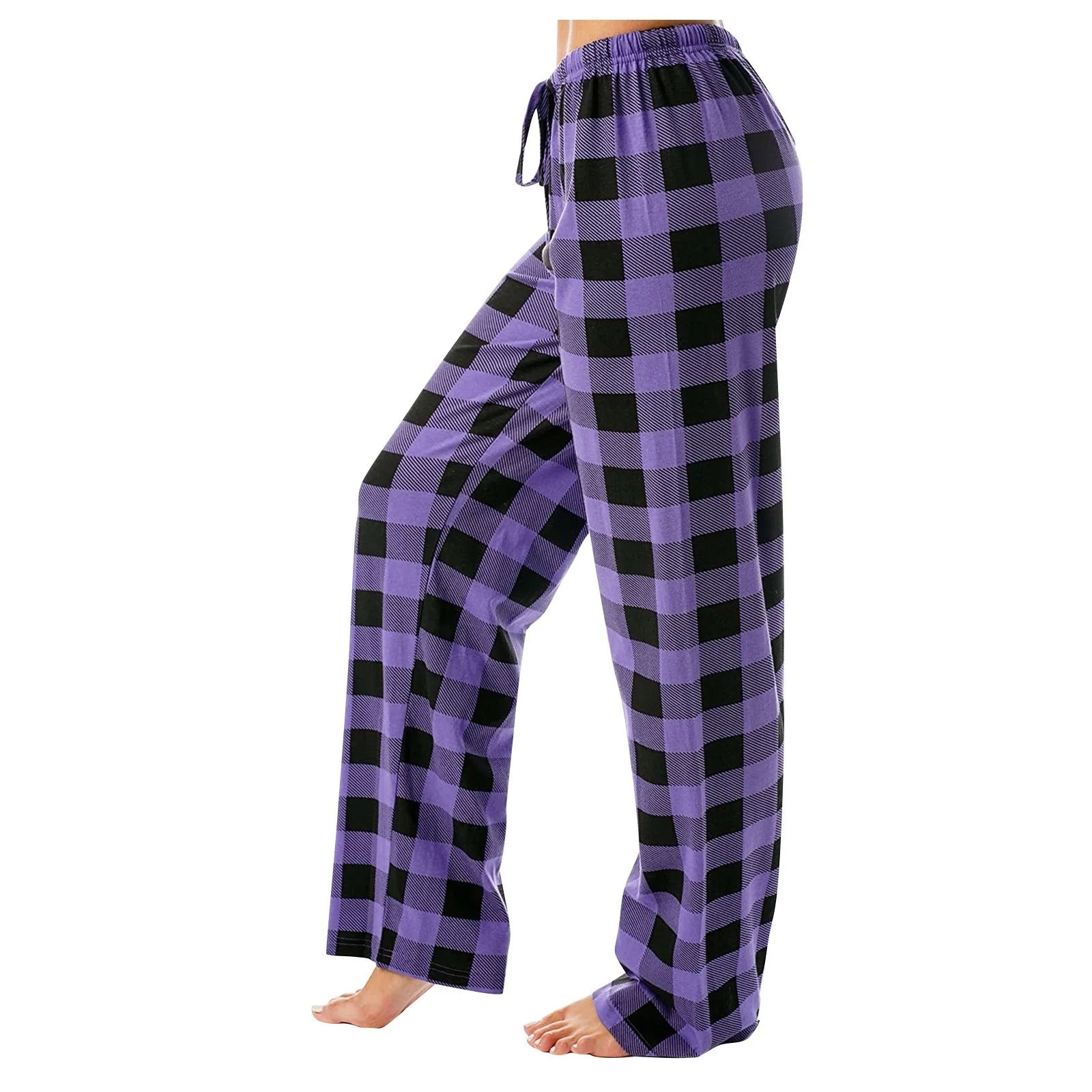 Rutete pyjamasbukser for damer, perfekt for en komfortabel og avslappet look hjemme.