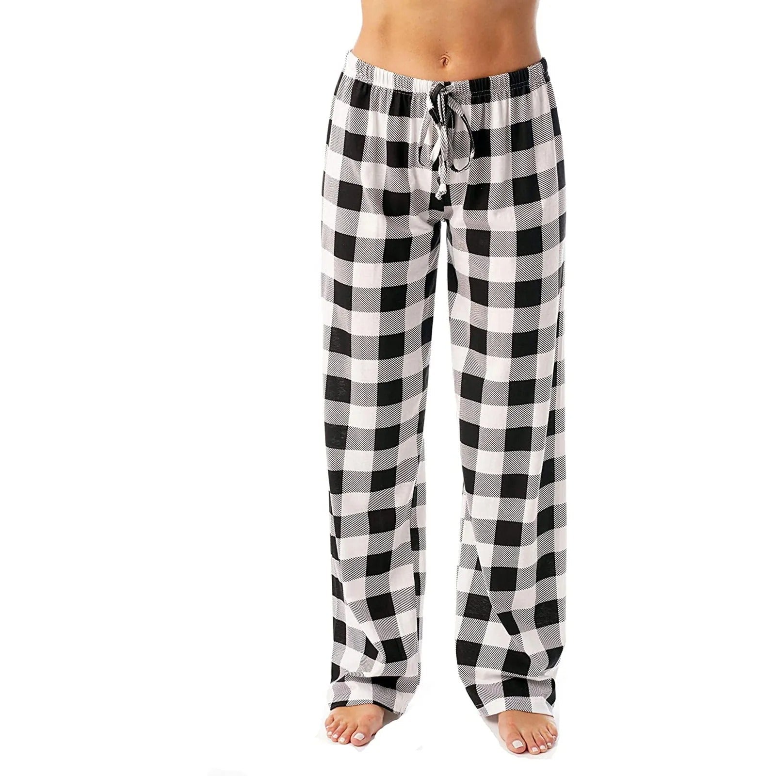 Stilige rutete pyjamasbukser for damer, perfekte som koseklær eller fritidsklær.