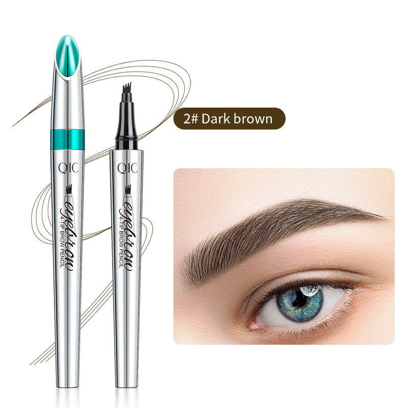 Modell viser før/etter med naturlige bryn skapt av 4D microblading øyenbrynspenn.