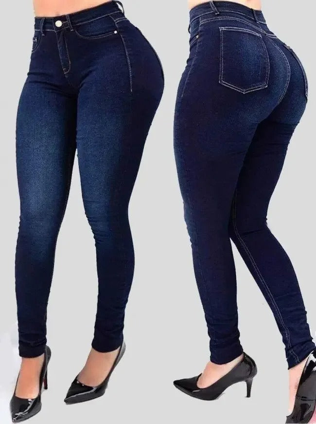 Moderne skinny jeans i blått til kvinner, høy midje og shaping-effekt; ideell for både fest og hverdagsantrekk.