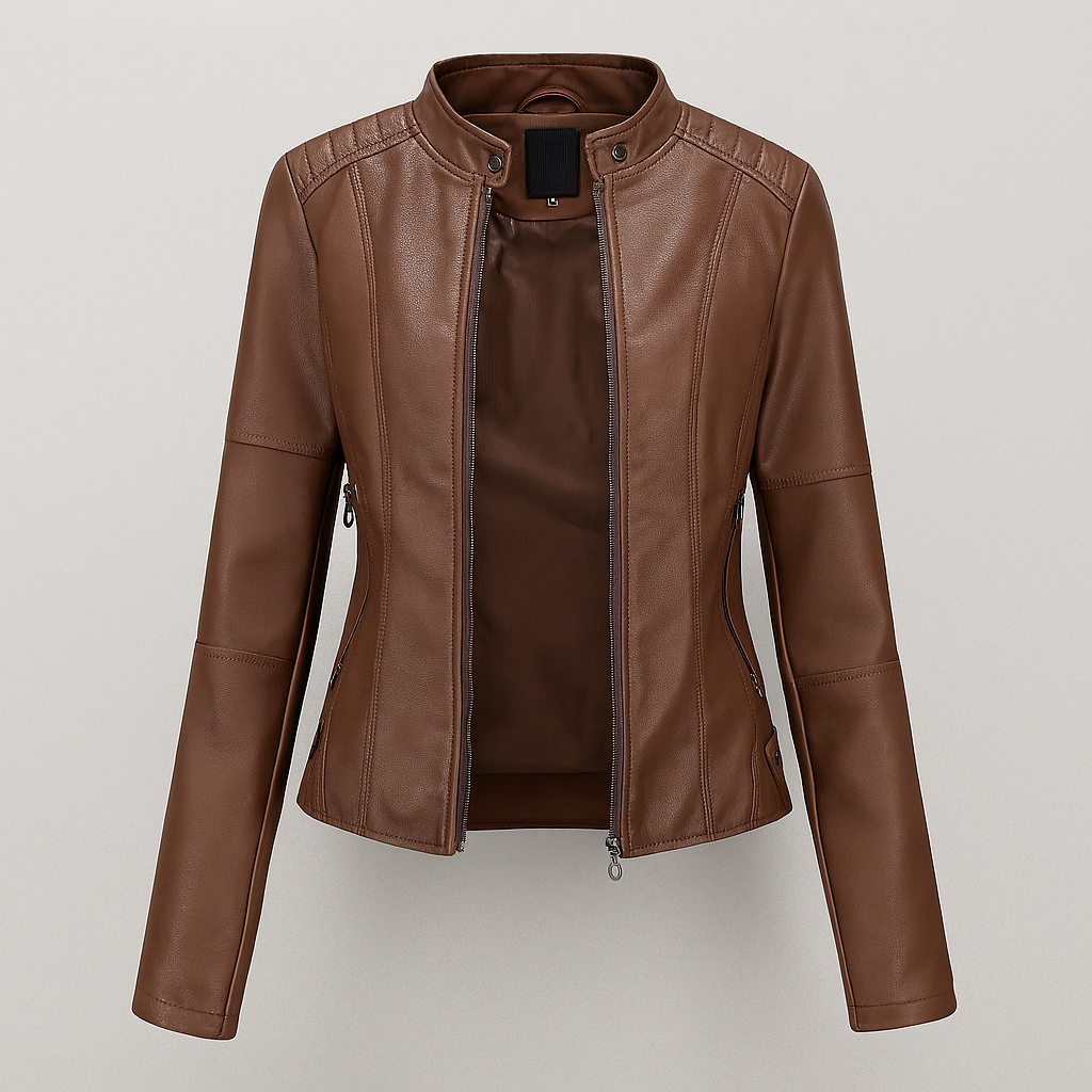 Svart moto skinnjakke i PU for kvinner, klassisk urban stil, ideell vårjakke eller høstjakke, slimfit passform.