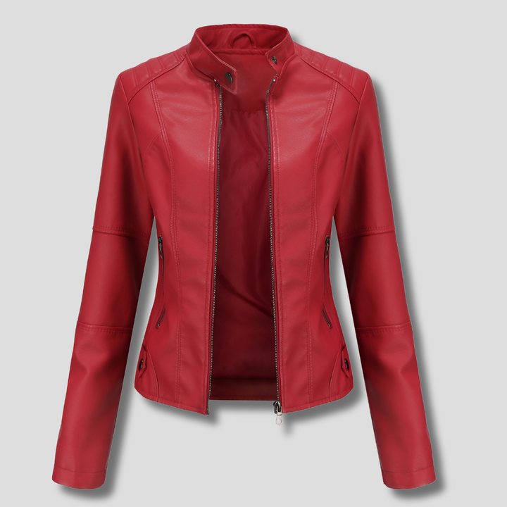 Trendy moto-jakke i PU-skinn for kvinner, slimfit og vanntett. Flere farger, ideell for vår og høst, dameklær.