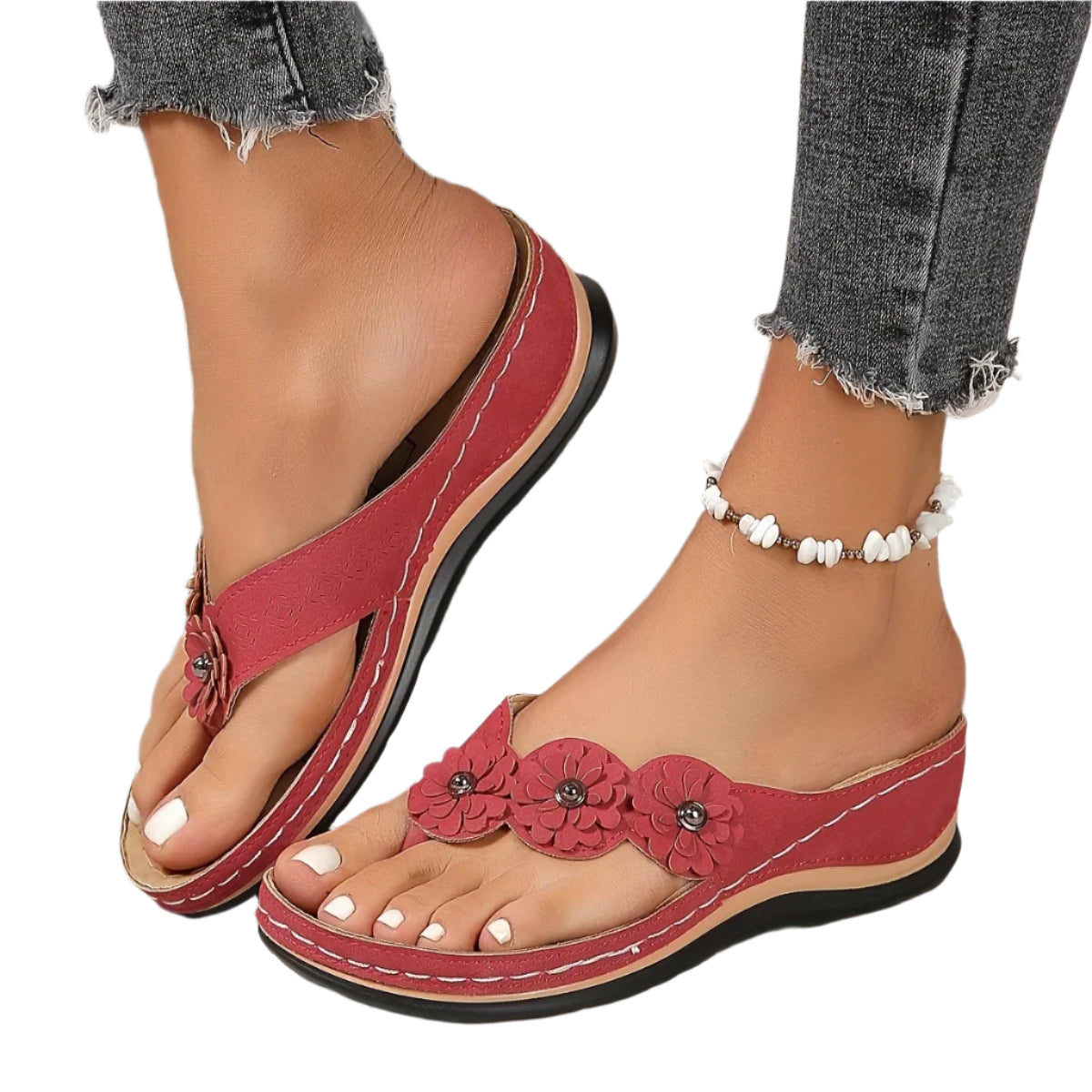 Slitesterke slip-on strandtøfler for kvinner; moderne blomstrete sandaler med åpen tå for allsidig sommerbruk.