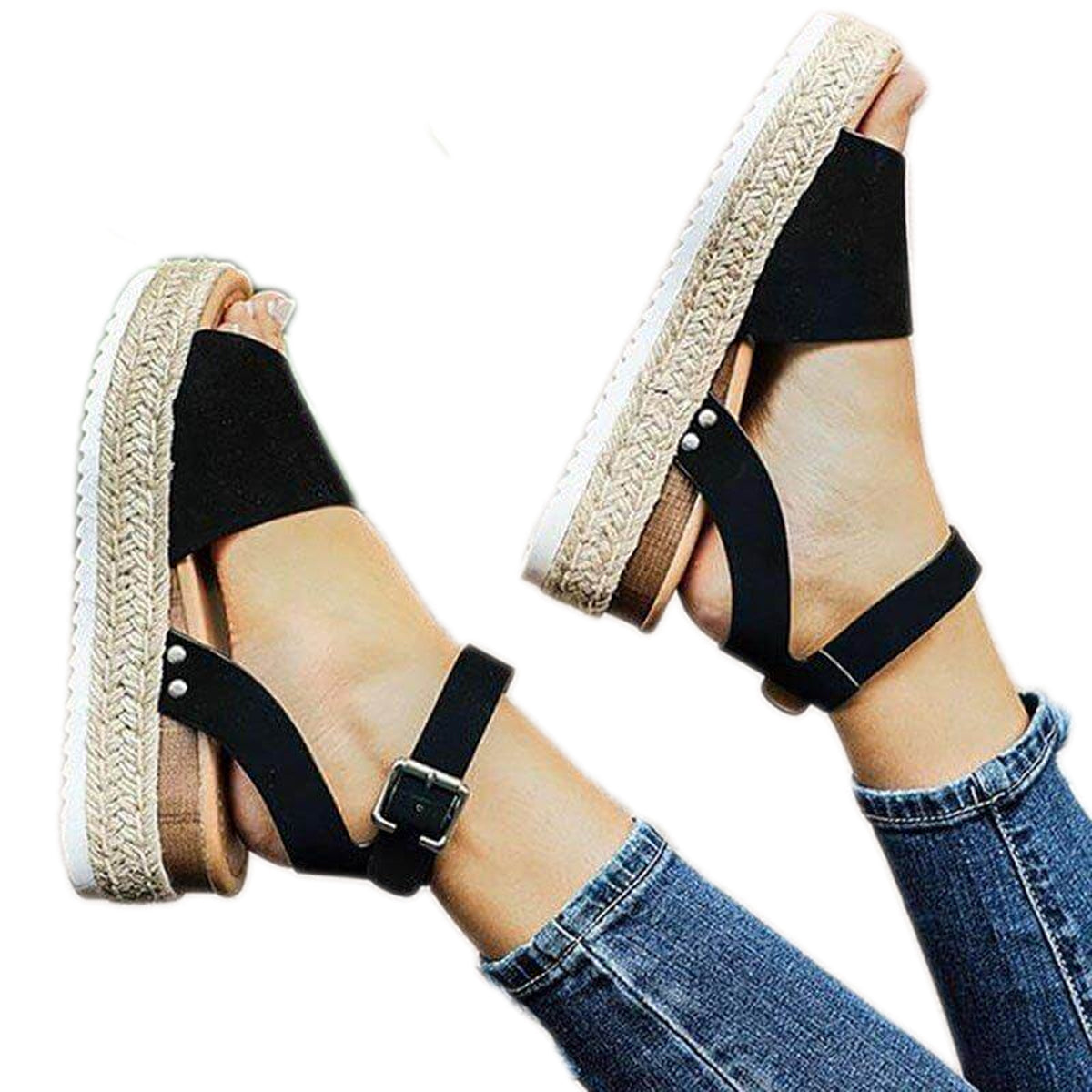Kvinner sommer plattformsandaler med kilehæl. Elegante espadriller for komfortabel stil.